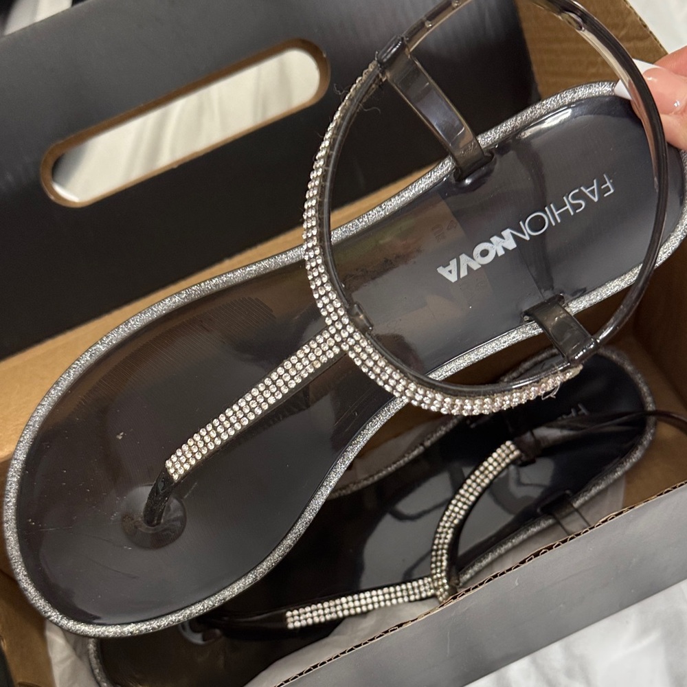 Fashion Nova Sparkling Black Sandals